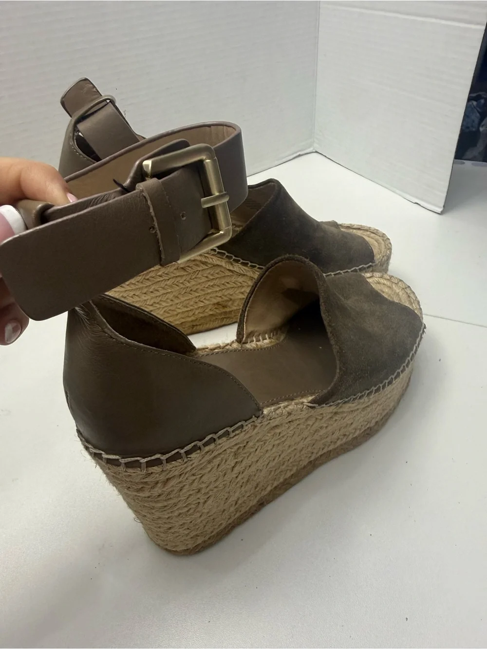 Marc Fisher taupe suede